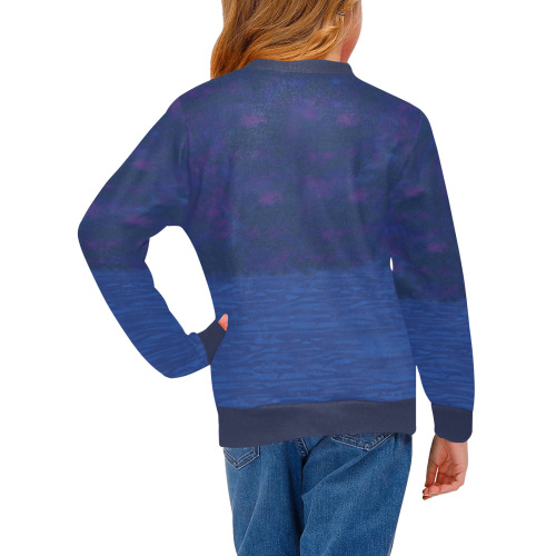 Ferald Feeling Blue Girls' All Over Print Crew Neck Sweater (Model H49)