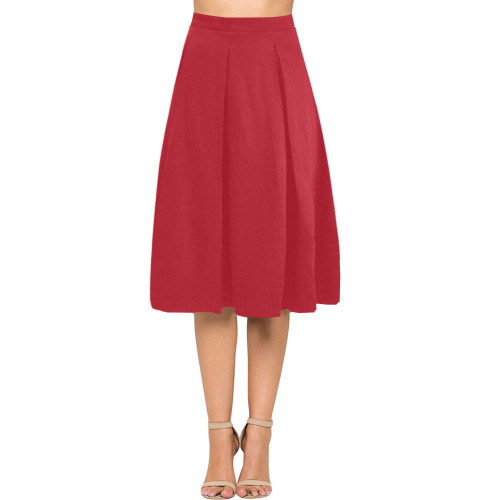 MNEMOSYNE Red Mnemosyne Women's Crepe Skirt (Model D16)
