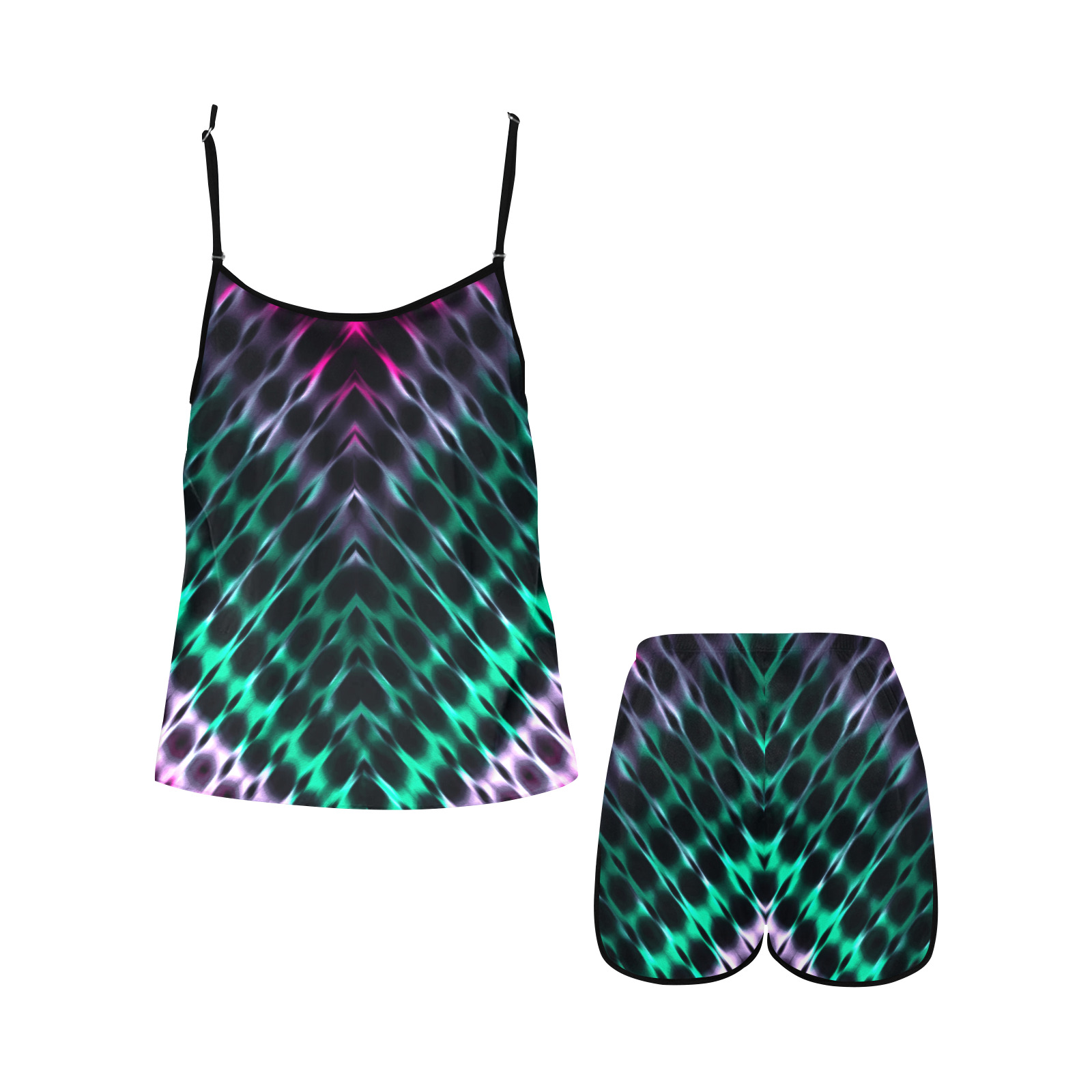 Modern Digital Hippie Tie-Dye Women's Spaghetti Strap Short Pajama Set