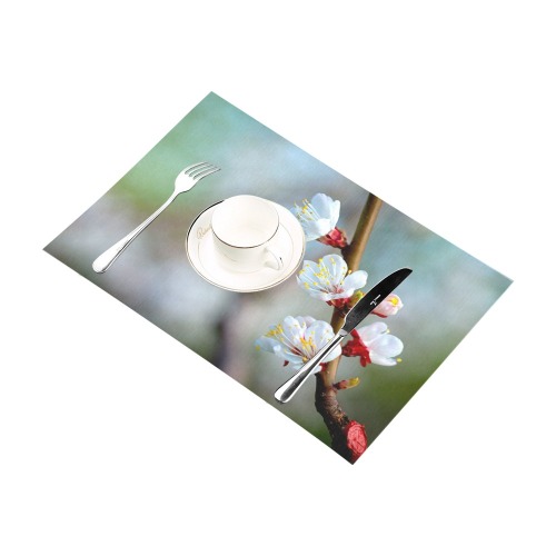 Stunning beauty of white Japanese apricot flowers. Placemat 12’’ x 18’’ (Set of 6)