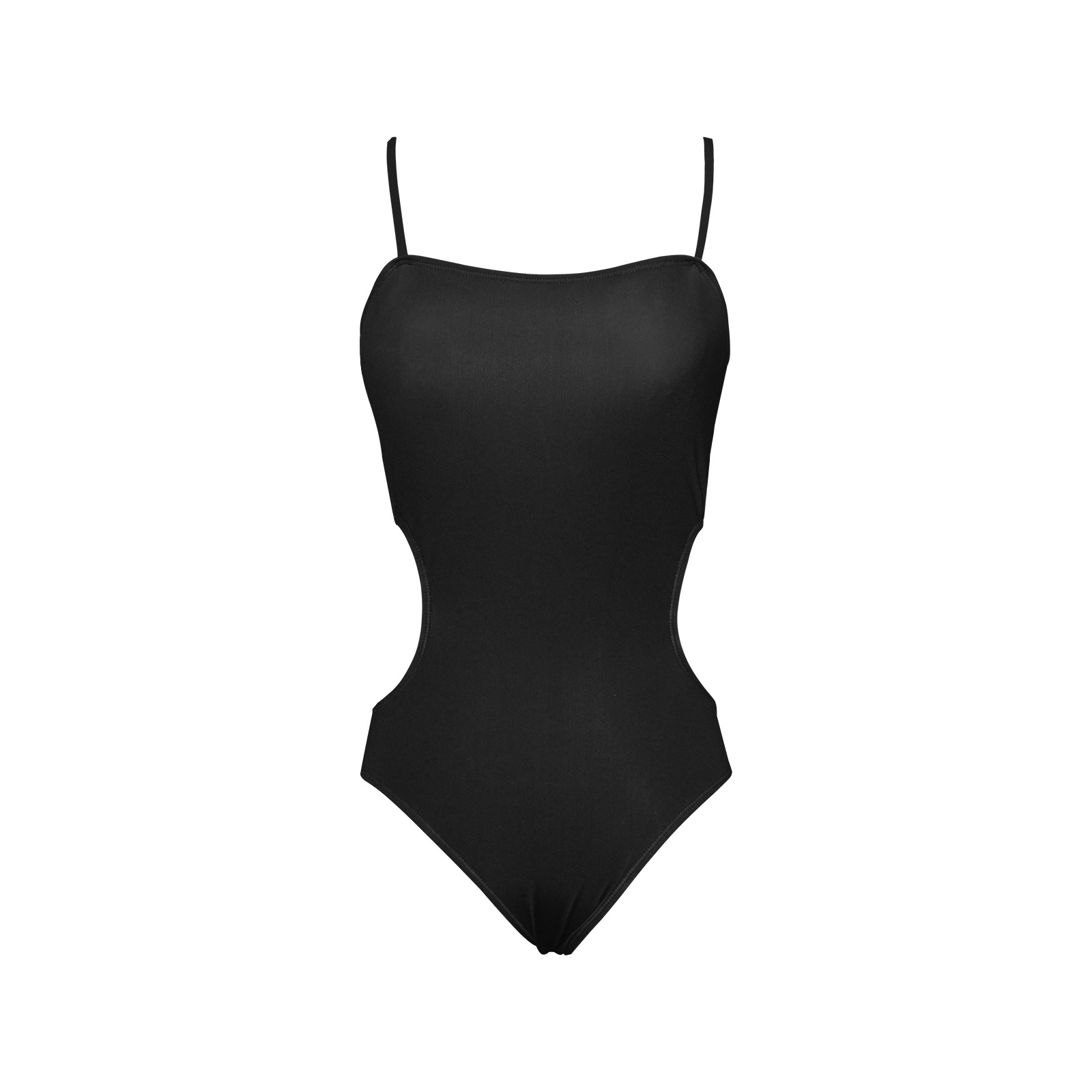 BLACK Spaghetti Strap Cut Out Sides Swimsuit (Model S28)