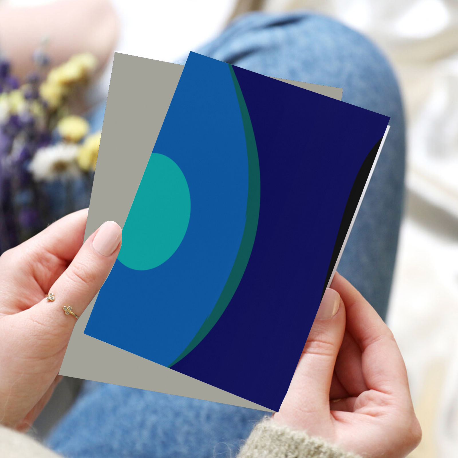 Dimensional Blue Abstract 915 Greeting Card 8"x6"