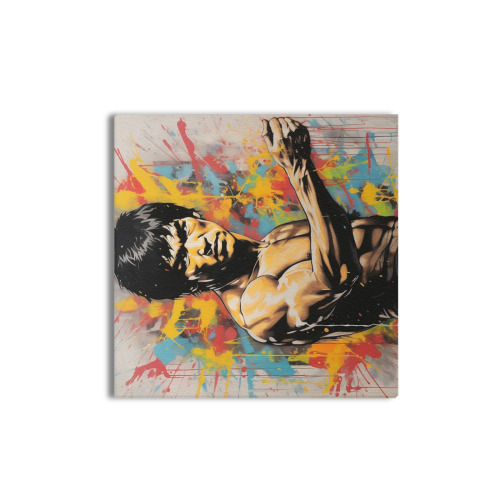 Bruce Lee in Grafitti Upgraded Canvas Print 16"x16"