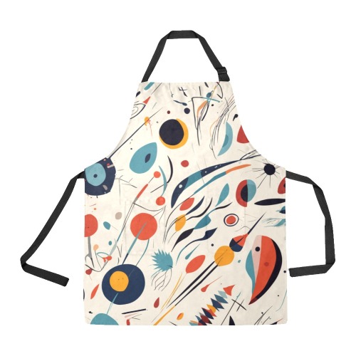 Striking abstract art of beige, black, red colors. All Over Print Apron
