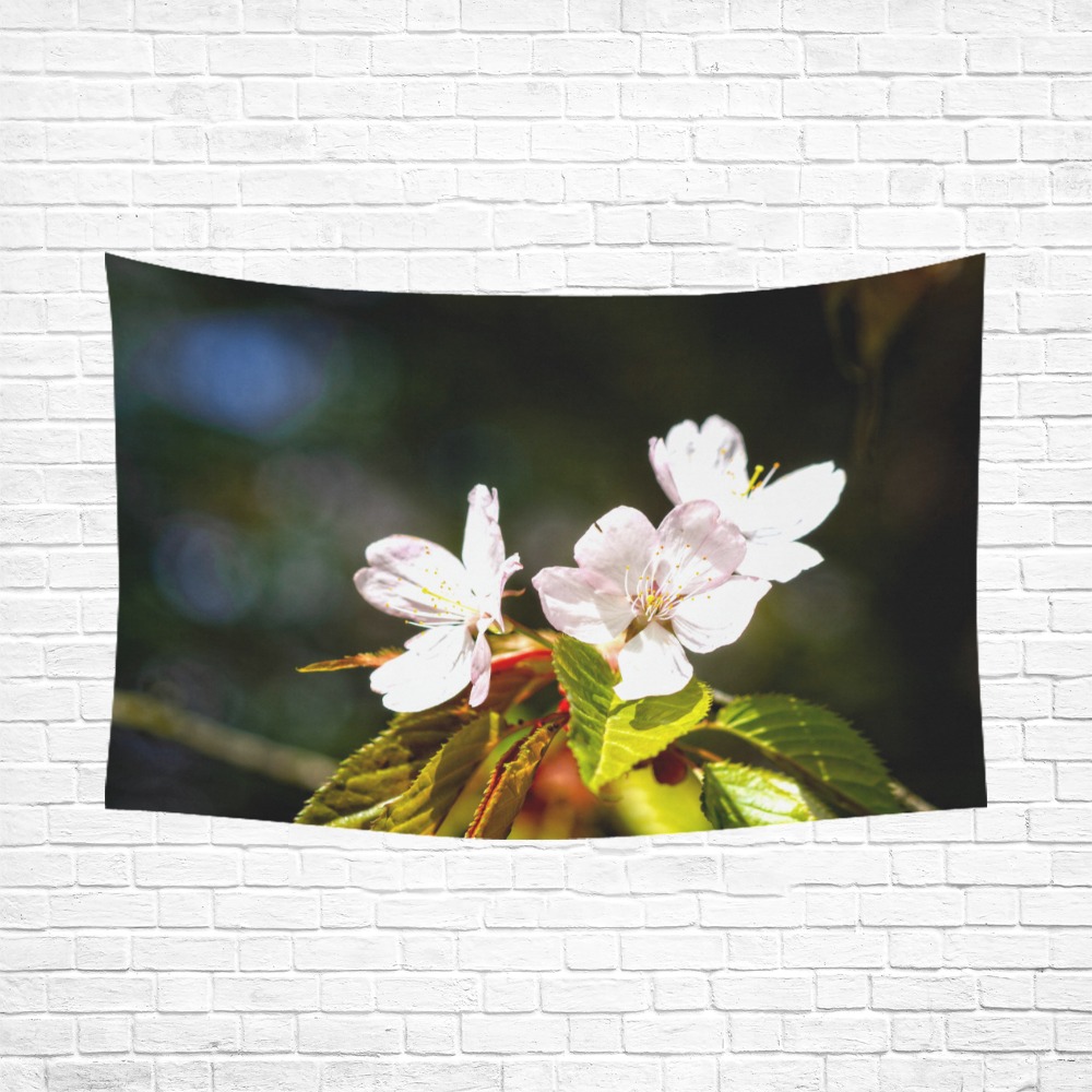 Sakura flowers enjoy sunshine. Hanami season magic Polyester Peach Skin Wall Tapestry 90"x 60"