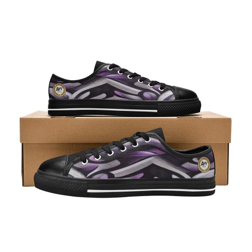 violet and black abstract pattern 6 Women's Classic Canvas Shoes (Model 018)