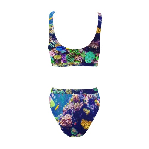 Coral Reef Sport Top & High-Waisted Bikini Swimsuit (Model S07)