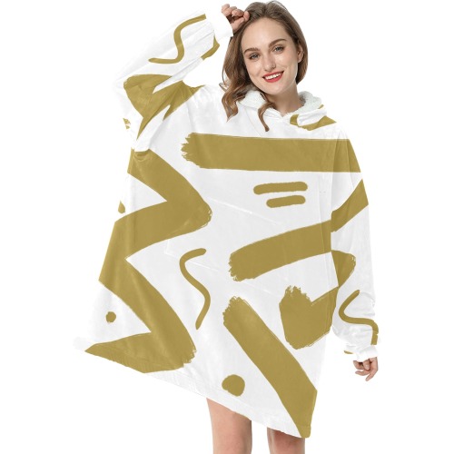 Tribal White and Gold Blanket Hoodie for Women