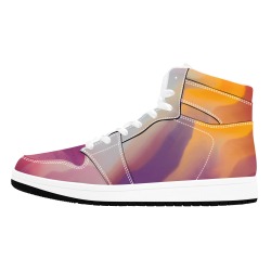 Stripe abstract waves colorful DP9 Men's High Top Sneakers (Model 20042)
