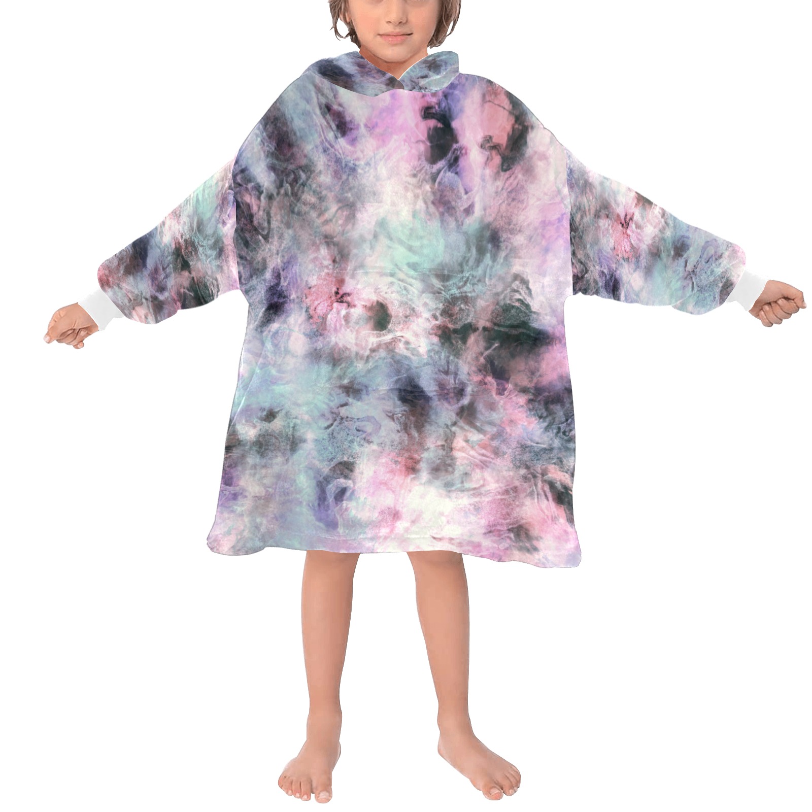 Colorful electric marbling Blanket Hoodie for Kids