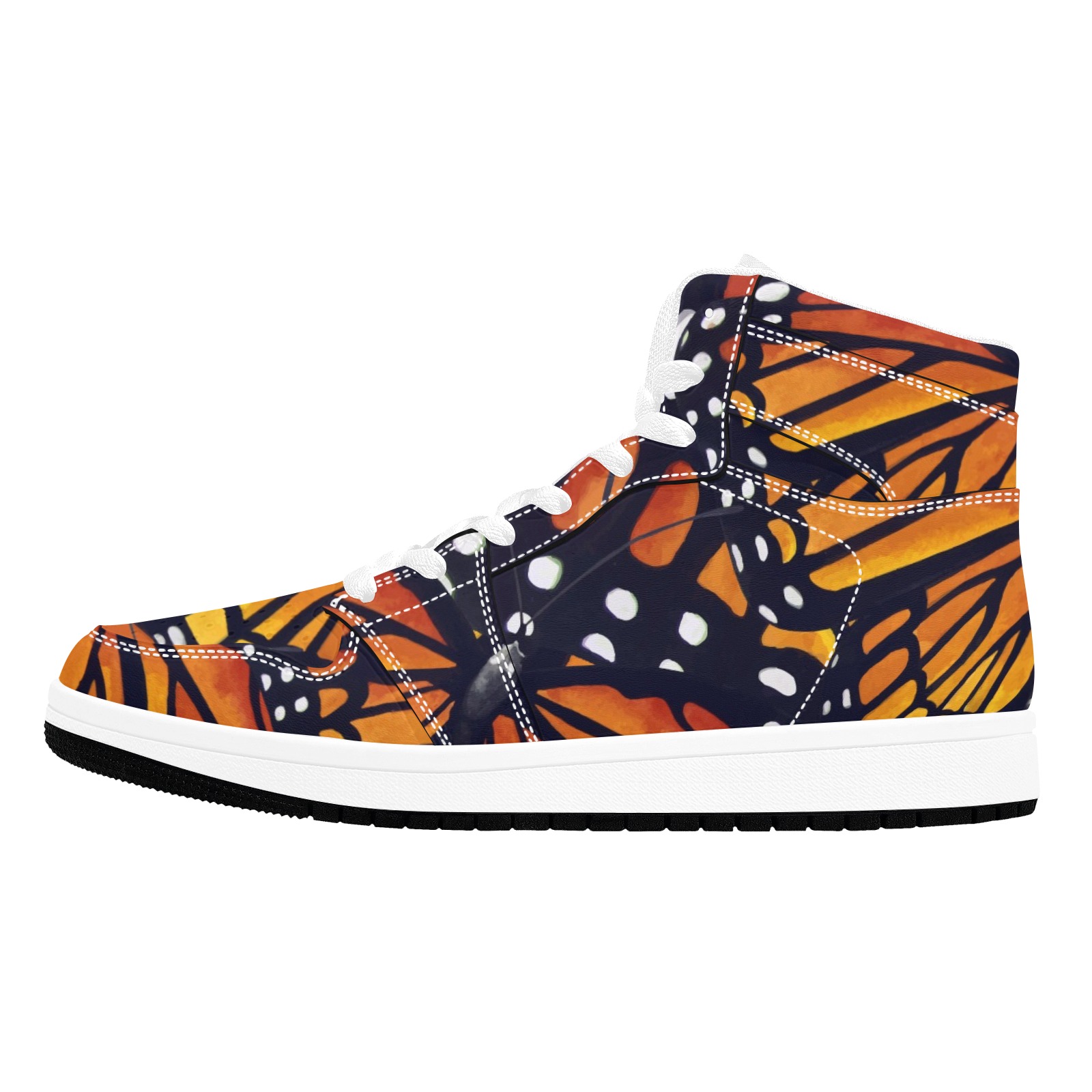 Orange Monarch Butterflies Men's High Top Sneakers (Model 20042)