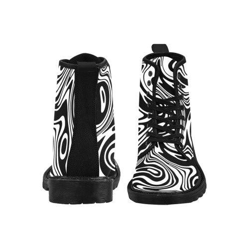 Black and White Marble Martin Boots for Men (Black) (Model 1203H)