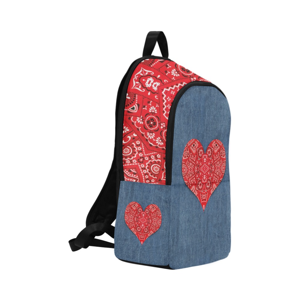 Bandana Heart on Denim-Look Fabric Backpack for Adult (Model 1659)