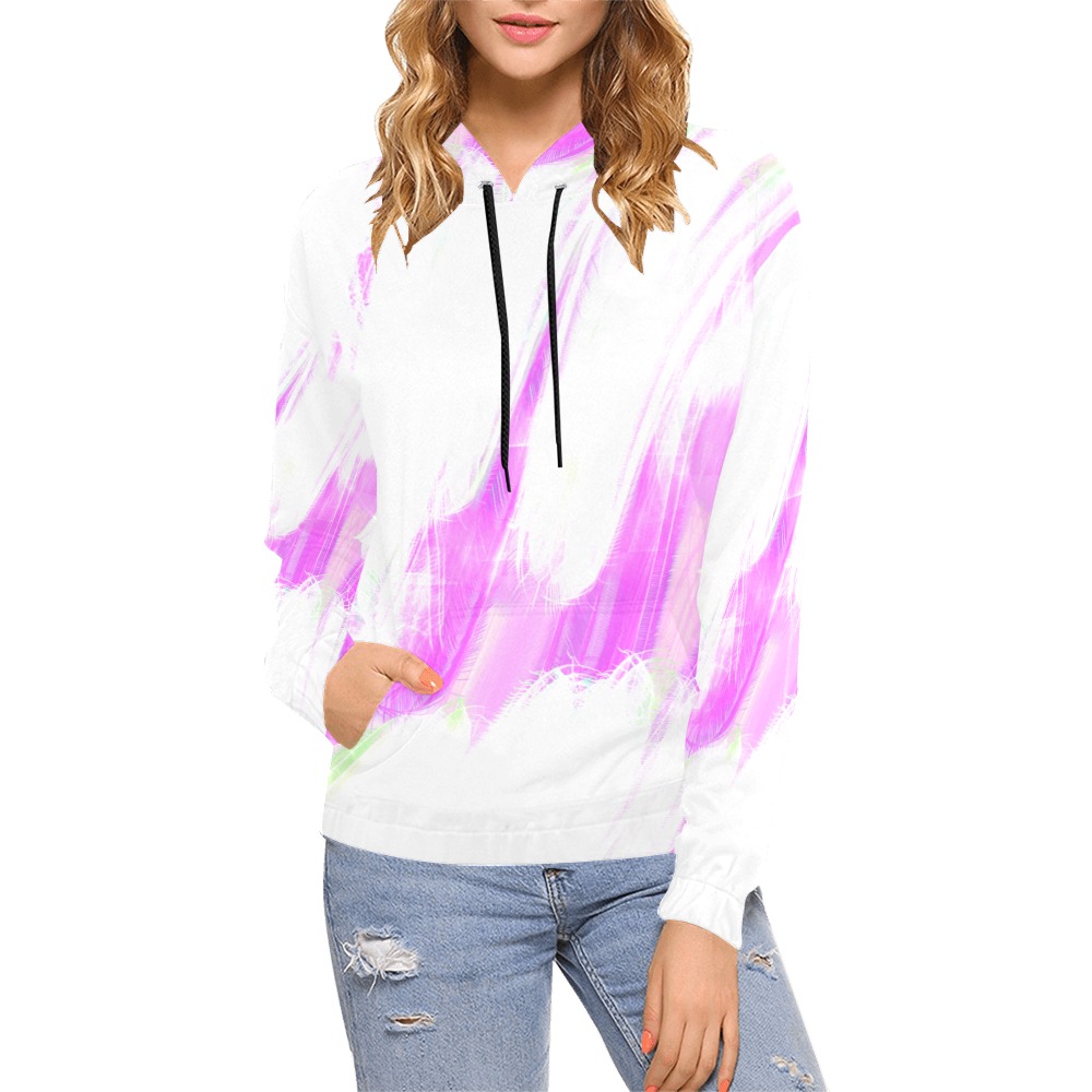 Tye Dye Pink All Over Print Hoodie for Women (USA Size) (Model H13)