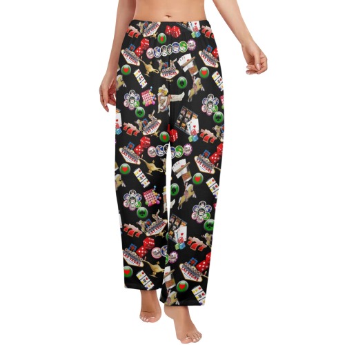 Las Vegas Icons on Black Women's Pajama Trousers without Pockets