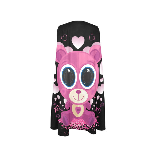 Valentine's Day Teddy Bear Sleeveless A-Line Pocket Dress (Model D57)