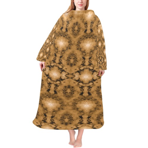 Nidhi decembre 2014-pattern 7-44x55 inches-brown Blanket Robe with Sleeves for Adults