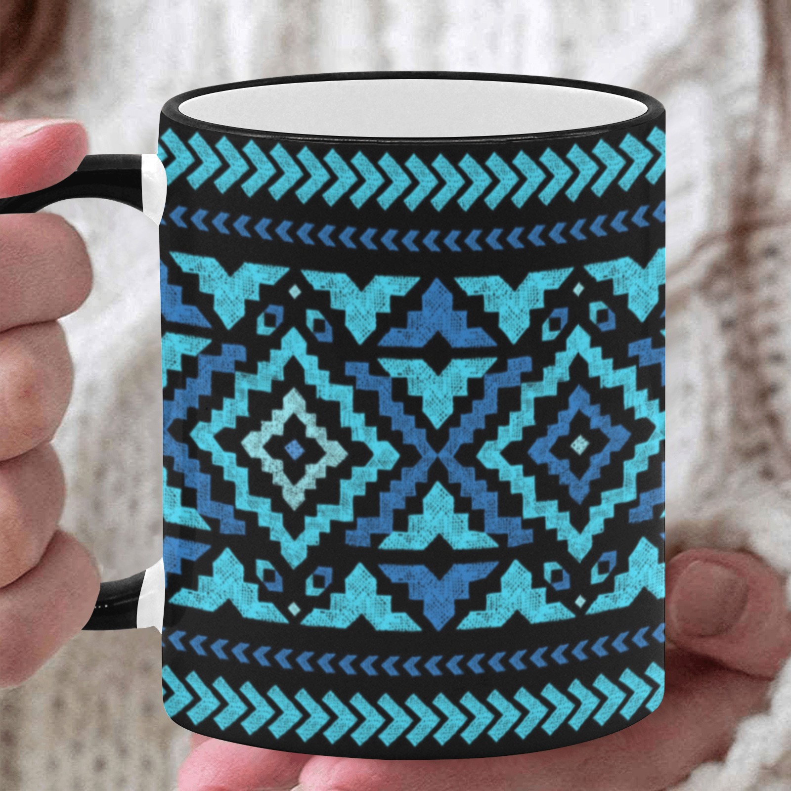 Aztec Blue Custom Edge Color Mug (11oz)