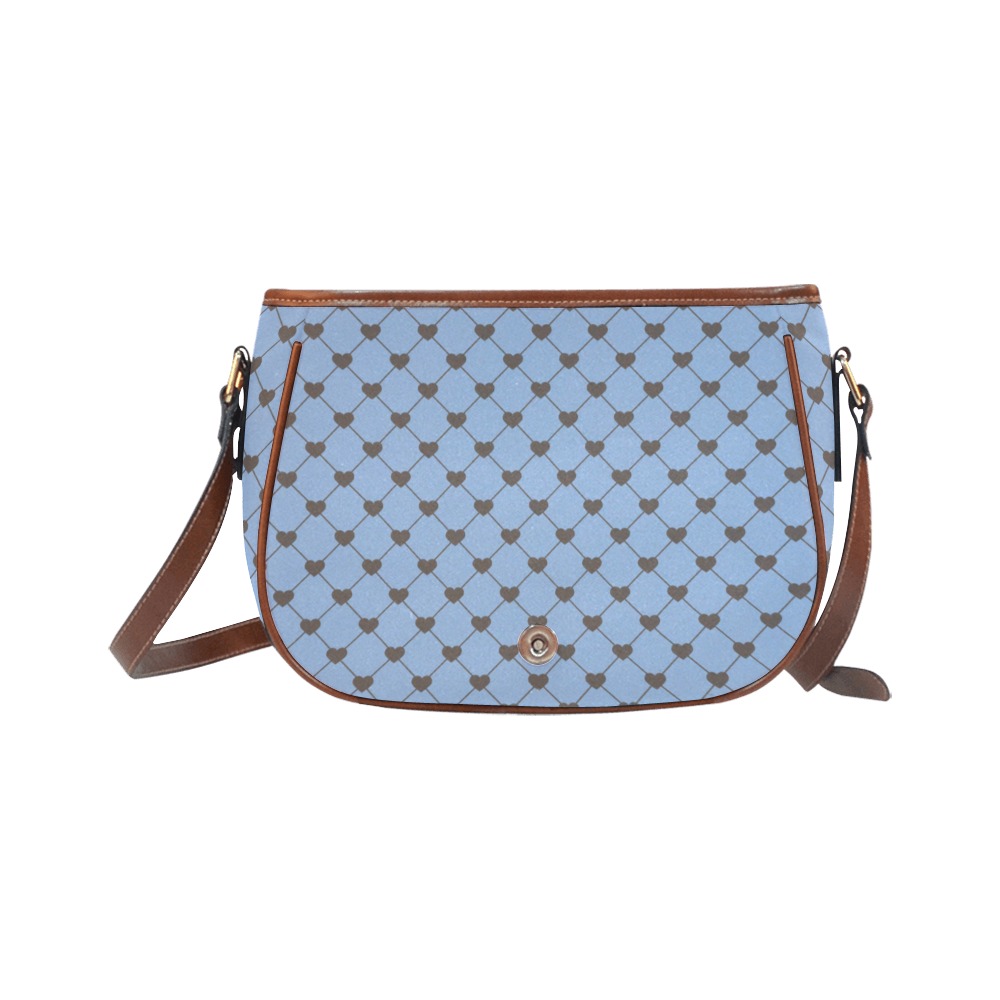 Blue with Brown Hearts Saddle Bag/Large (Model 1649)