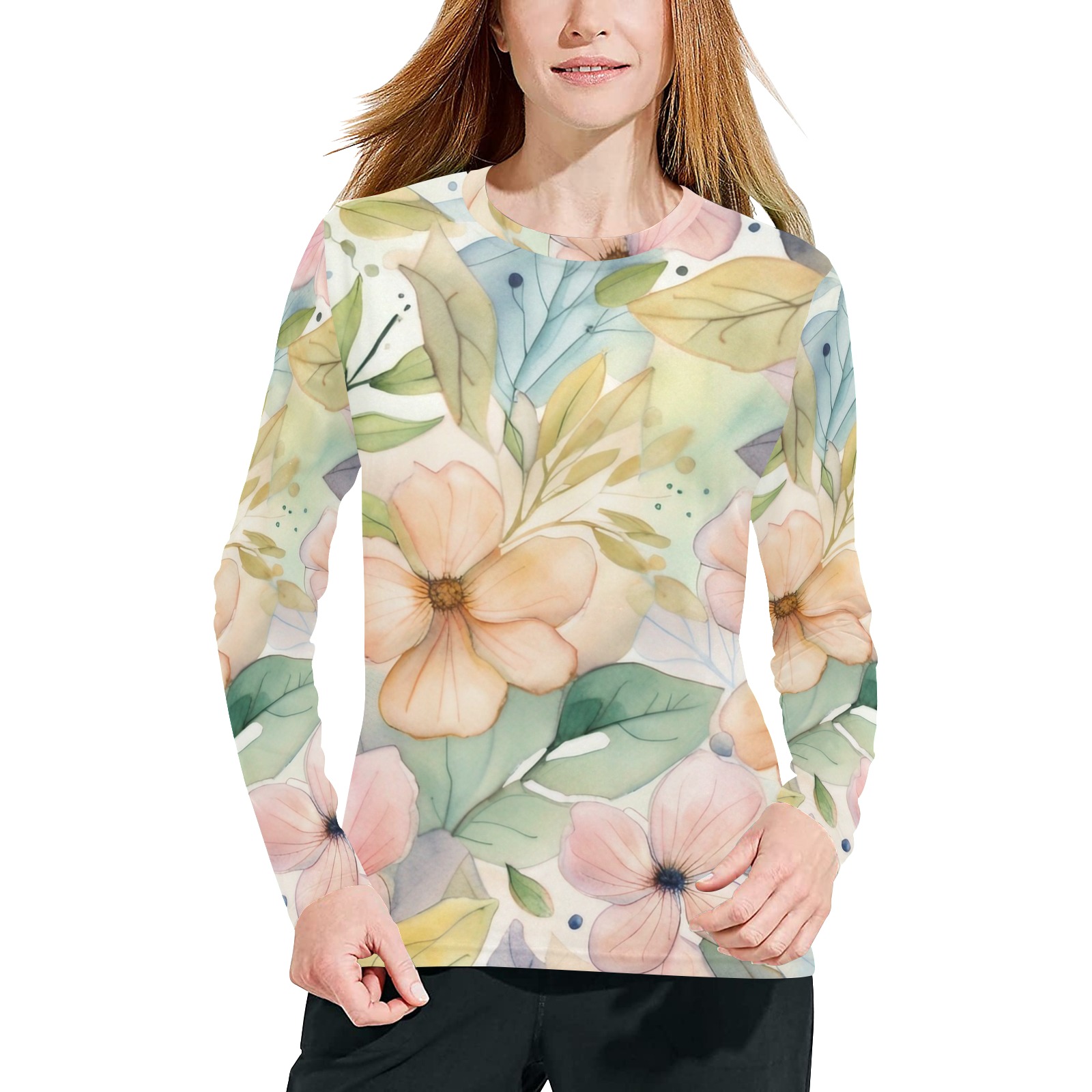 Watercolor Floral 1 Women's All Over Print Pajama Top