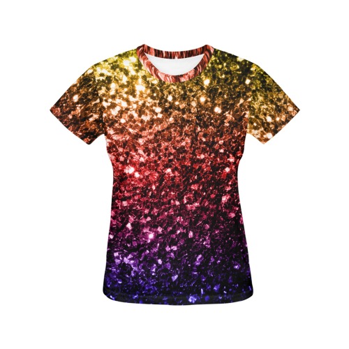 Rainbow colorful glitters faux sparkles glamorous bling fashion for her All Over Print T-Shirt for Women (USA Size) (Model T40)