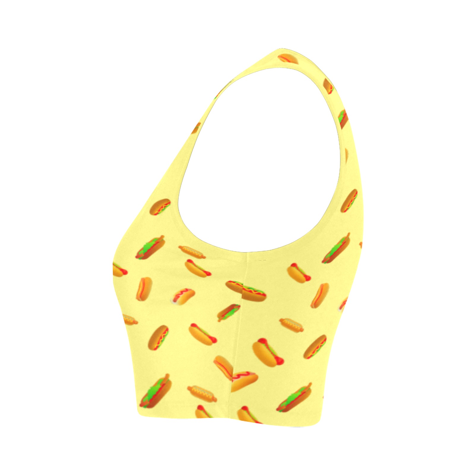 Hot Dogs on Yellow Women's Crop Top (Model T42)