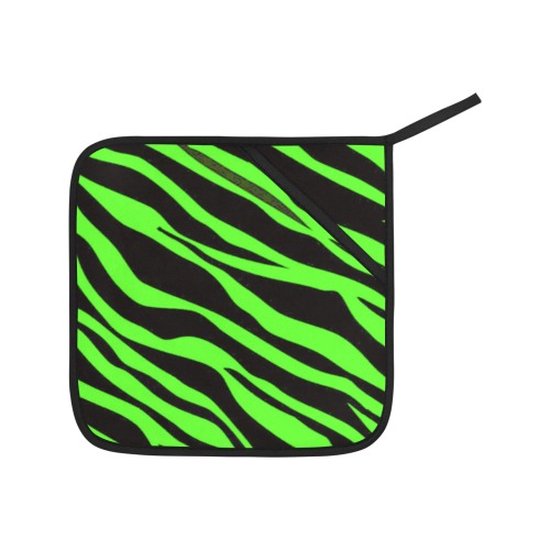 Neon Green Zebra Stripes Oven Mitt & Pot Holder