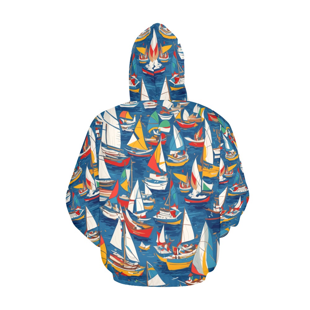 Chic colorful abstract art of sailboats at sea. All Over Print Hoodie for Men (USA Size) (Model H13)
