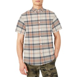Beautiful Tartan Plaid Men's Shirt Men's Short Sleeve Shirt with Chest Pocket (Model T53)