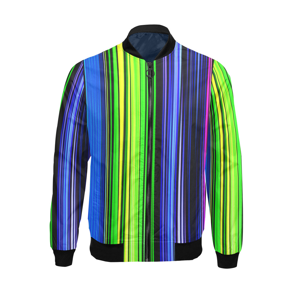 A Rainbow Of Stripes All Over Print Bomber Jacket for Men (Model H19)