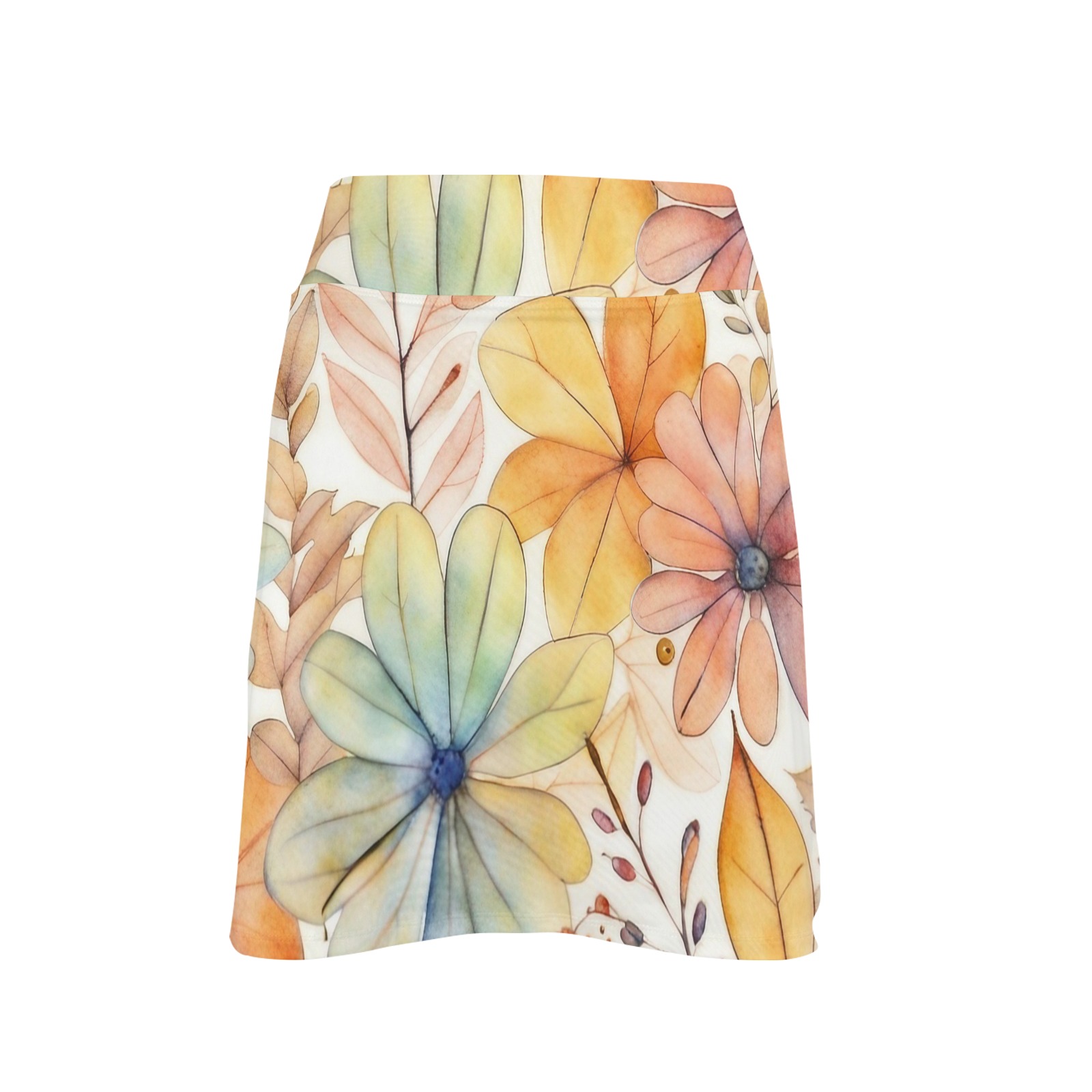 Watercolor Floral 2 Women's Golf Skirt with Pockets (Model D64)