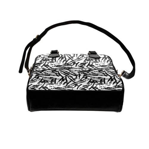 Brush Stroke Black and White Shoulder Handbag (Model 1634)