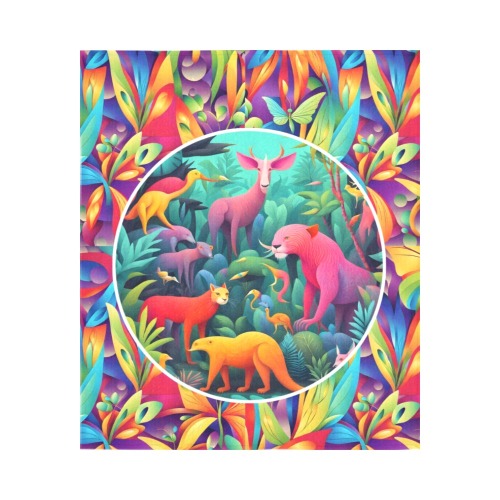 Animal Jungle Cotton Linen Wall Tapestry 51"x 60"