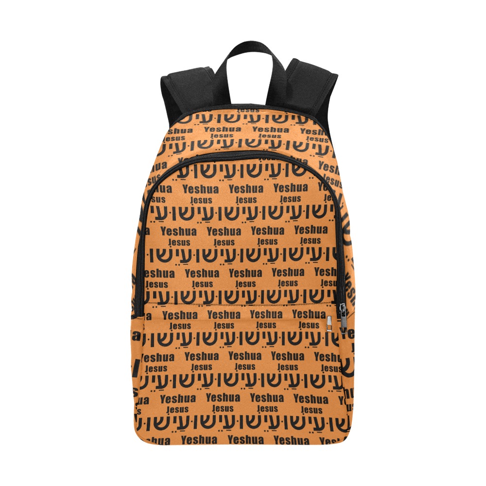 Yeshua Bookbag Orange (Blk text) Fabric Backpack for Adult (Model 1659)
