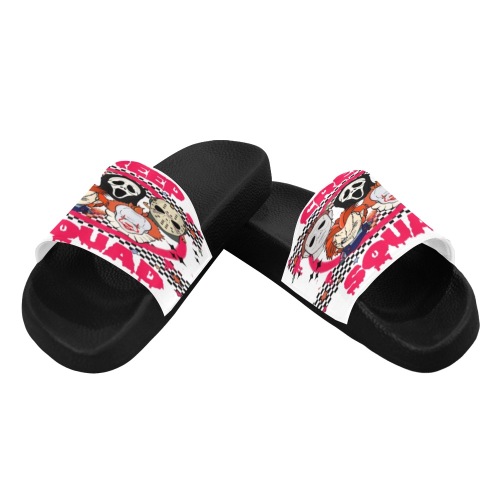 Creep Squad Halloween Slides (white,Black) Men's Slide Sandals (Model 057)