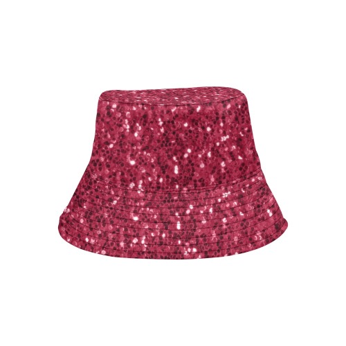 Magenta dark pink red faux sparkles glitter All Over Print Bucket Hat