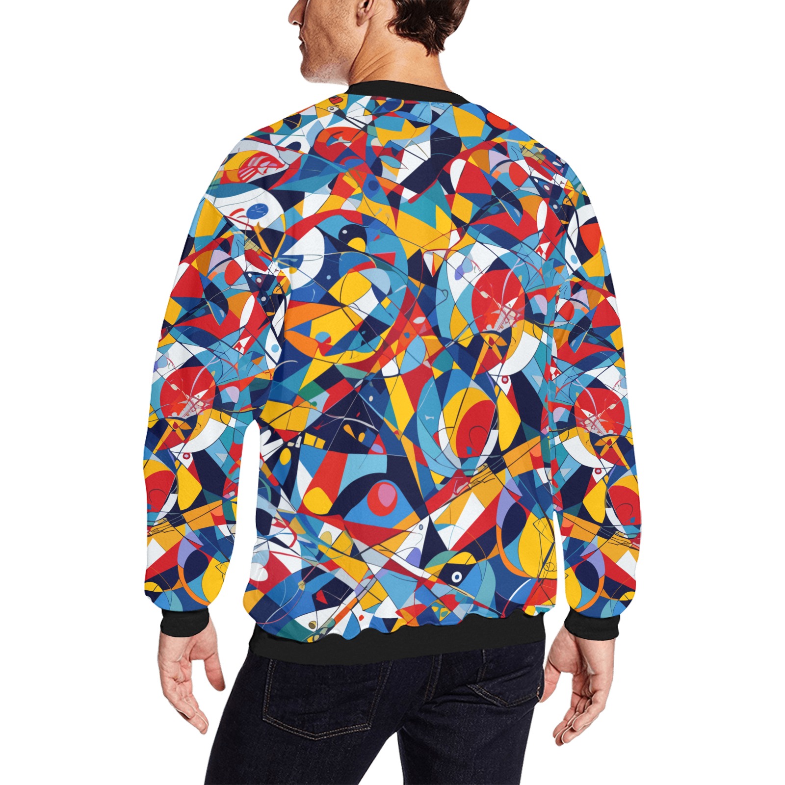 Colorful geometric contemporary abstract art. Men's Oversized Fleece Crew Sweatshirt (Model H18)