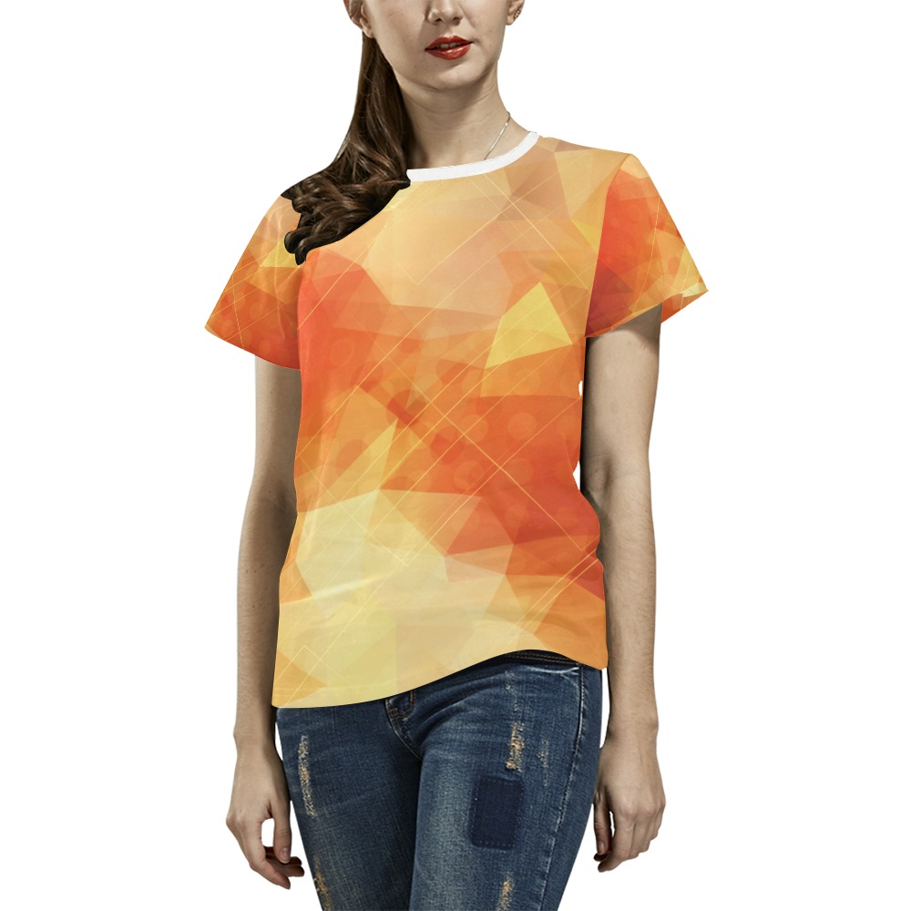 Abstract orange pattern All Over Print T-Shirt for Women (USA Size) (Model T40)