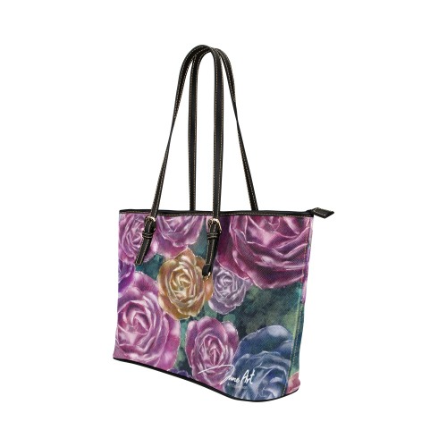 Rose Garden Leather Tote Bag/Small (Model 1651)