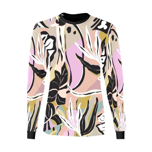 Tropical modern simple graphic Women's All Over Print Long Sleeve T-shirt (Model T51)