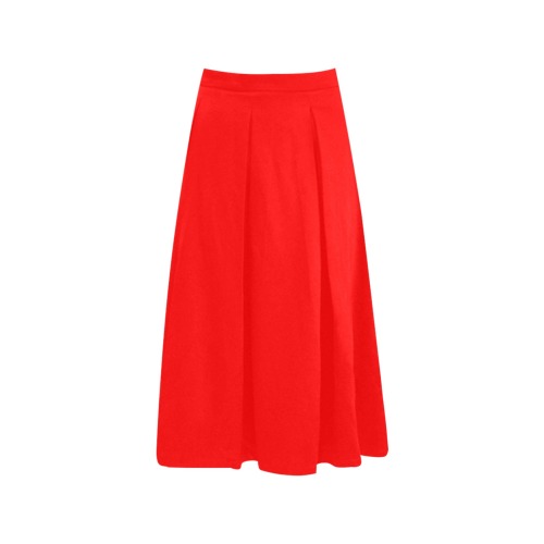 Merry Christmas Red Solid Color Mnemosyne Women's Crepe Skirt (Model D16)