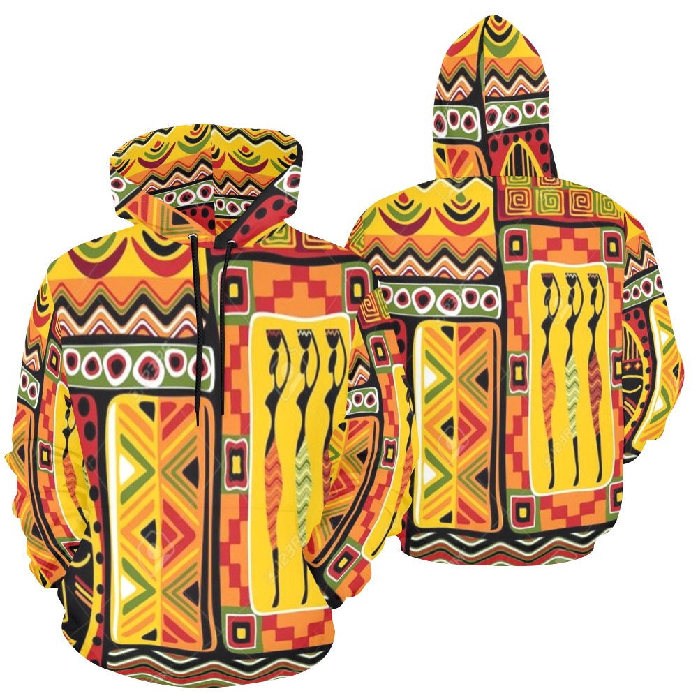African Tribe Ethnic Pattern All Over Print Hoodie for Men (USA Size) (Model H13)