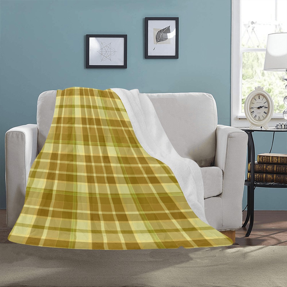 Shades Of Yellow Plaid Ultra-Soft Micro Fleece Blanket 43"x56"