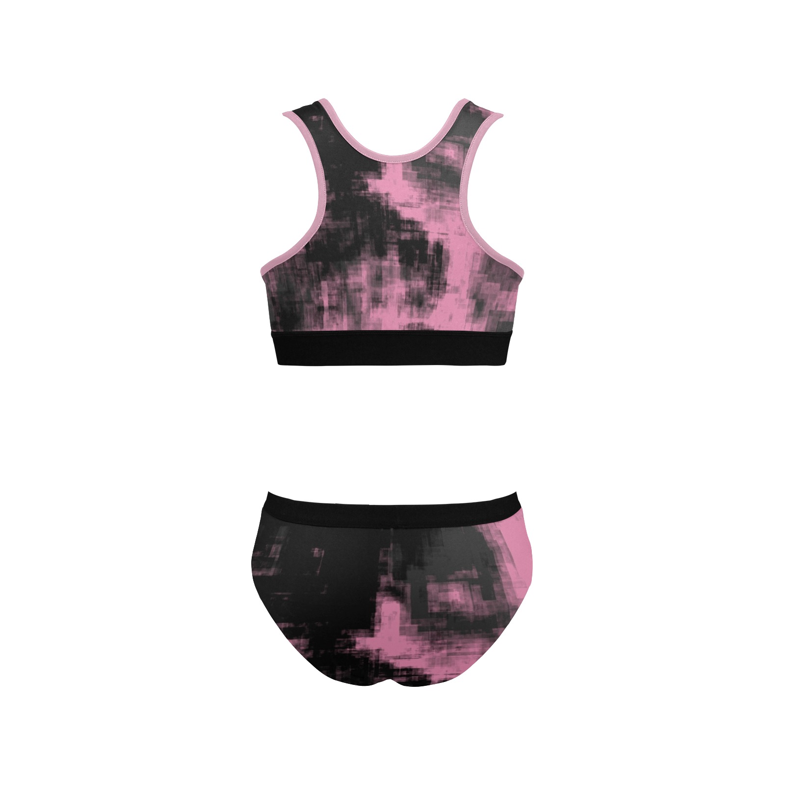 Pink Gray and Black Women's Sports Bra Yoga Set