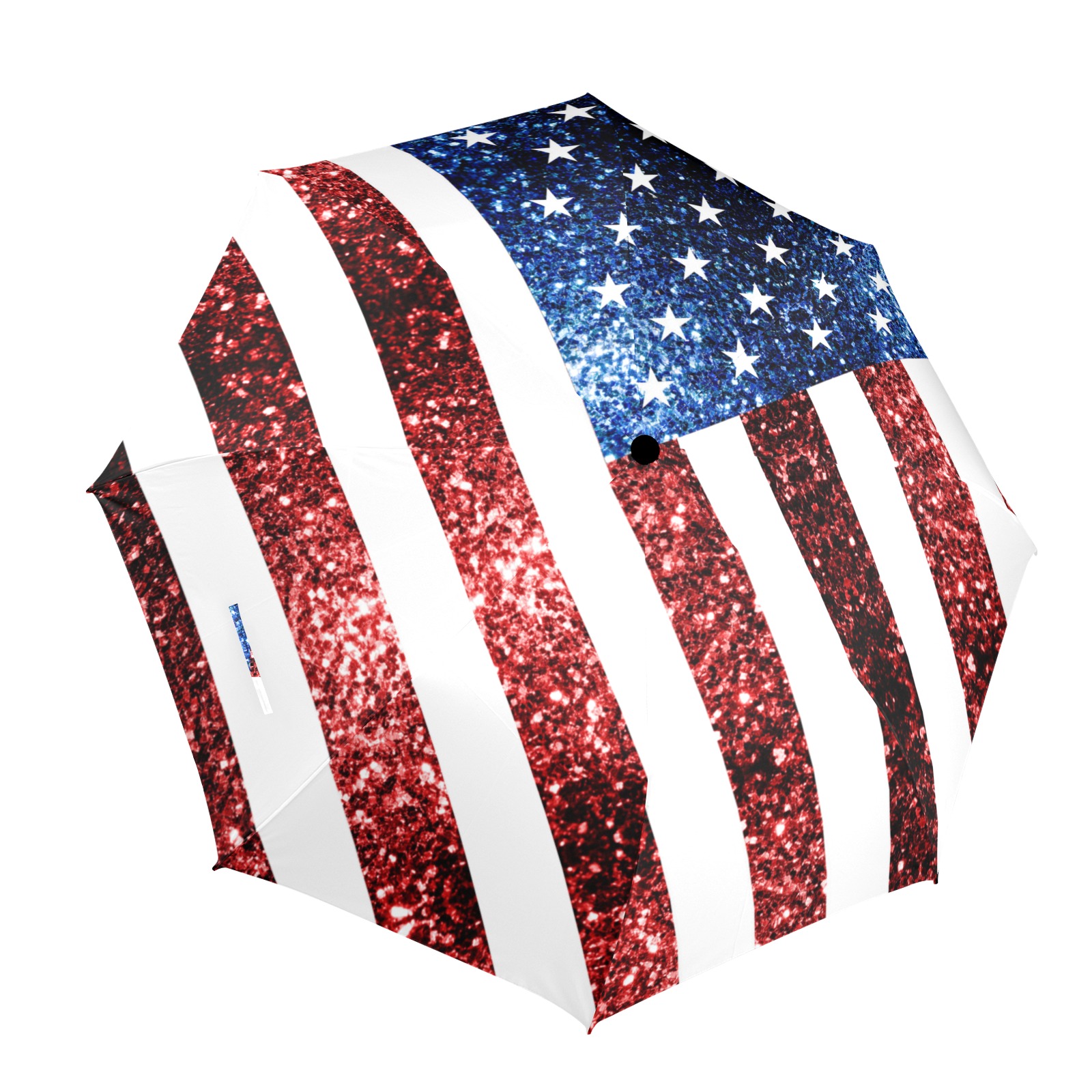 Sparkly USA flag America Red White Blue faux Sparkles patriotic bling 4th of July Semi-Automatic Foldable Umbrella (Model U12)