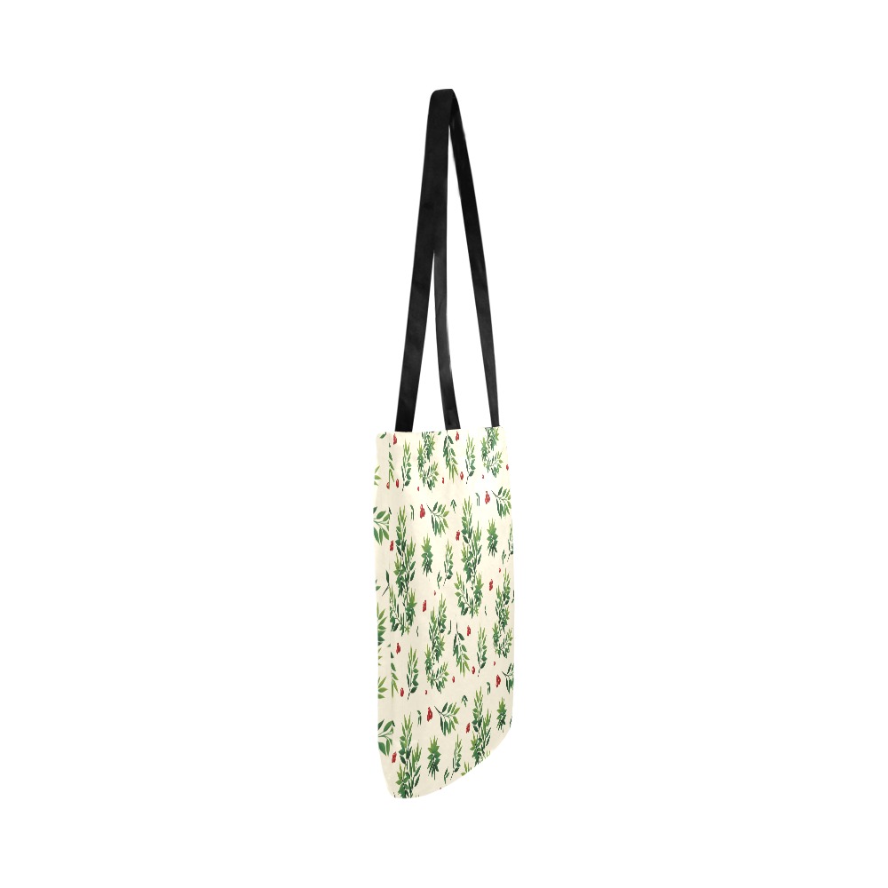 Red and green berries and leaves pattern Reusable Shopping Bag Model 1660 (Two sides)