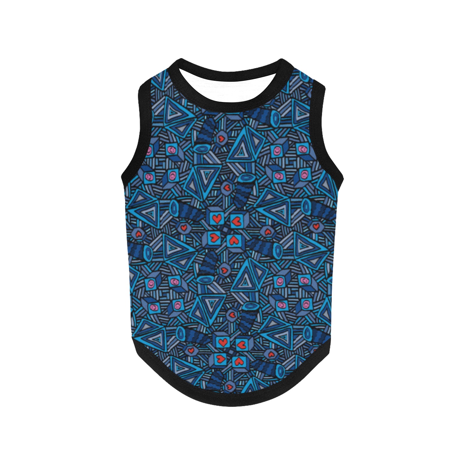 Blue Doodles - Hearts And Smiles All Over Print Pet Tank Top