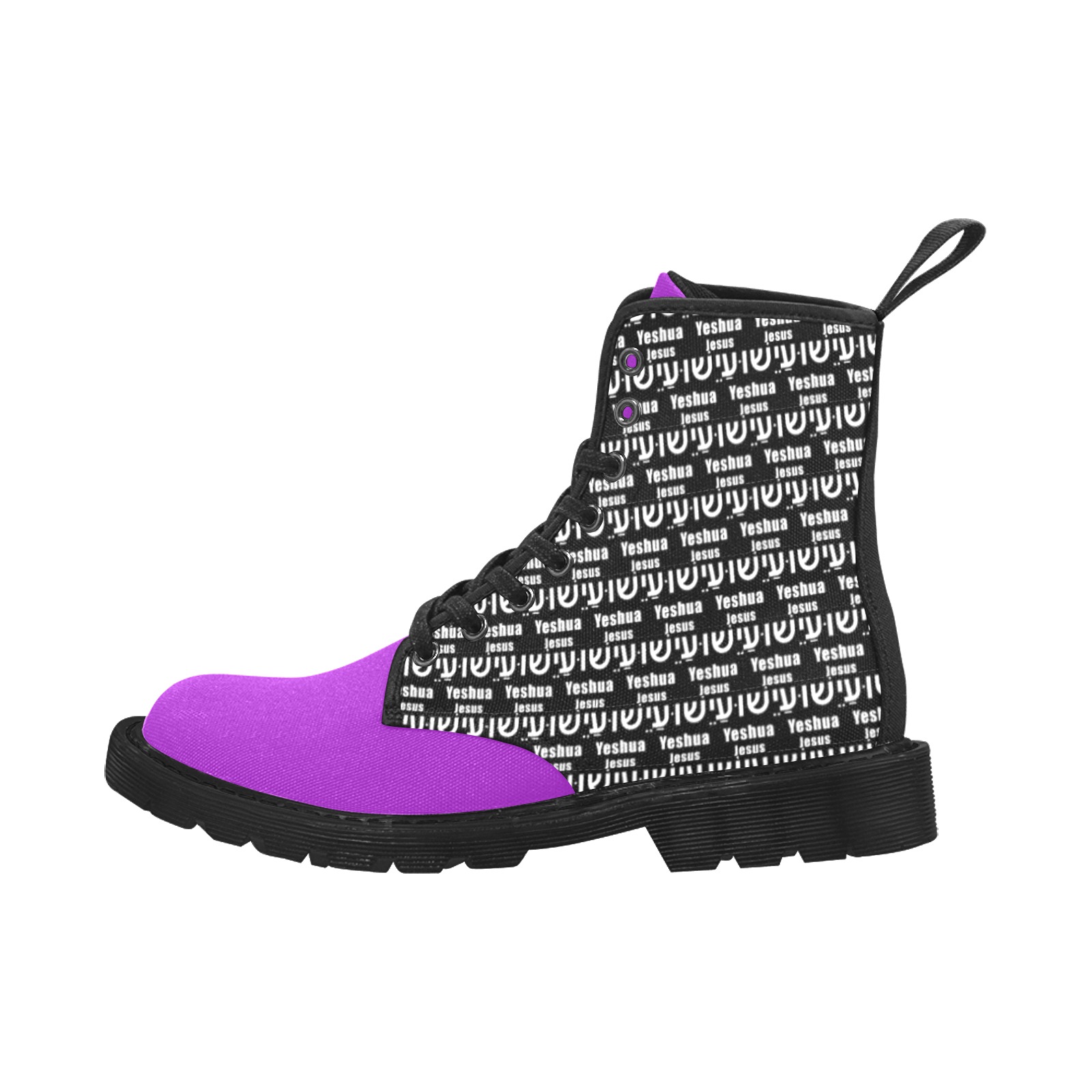 Yeshua Purple Top Boots Women Martin Boots for Women (Black) (Model 1203H)