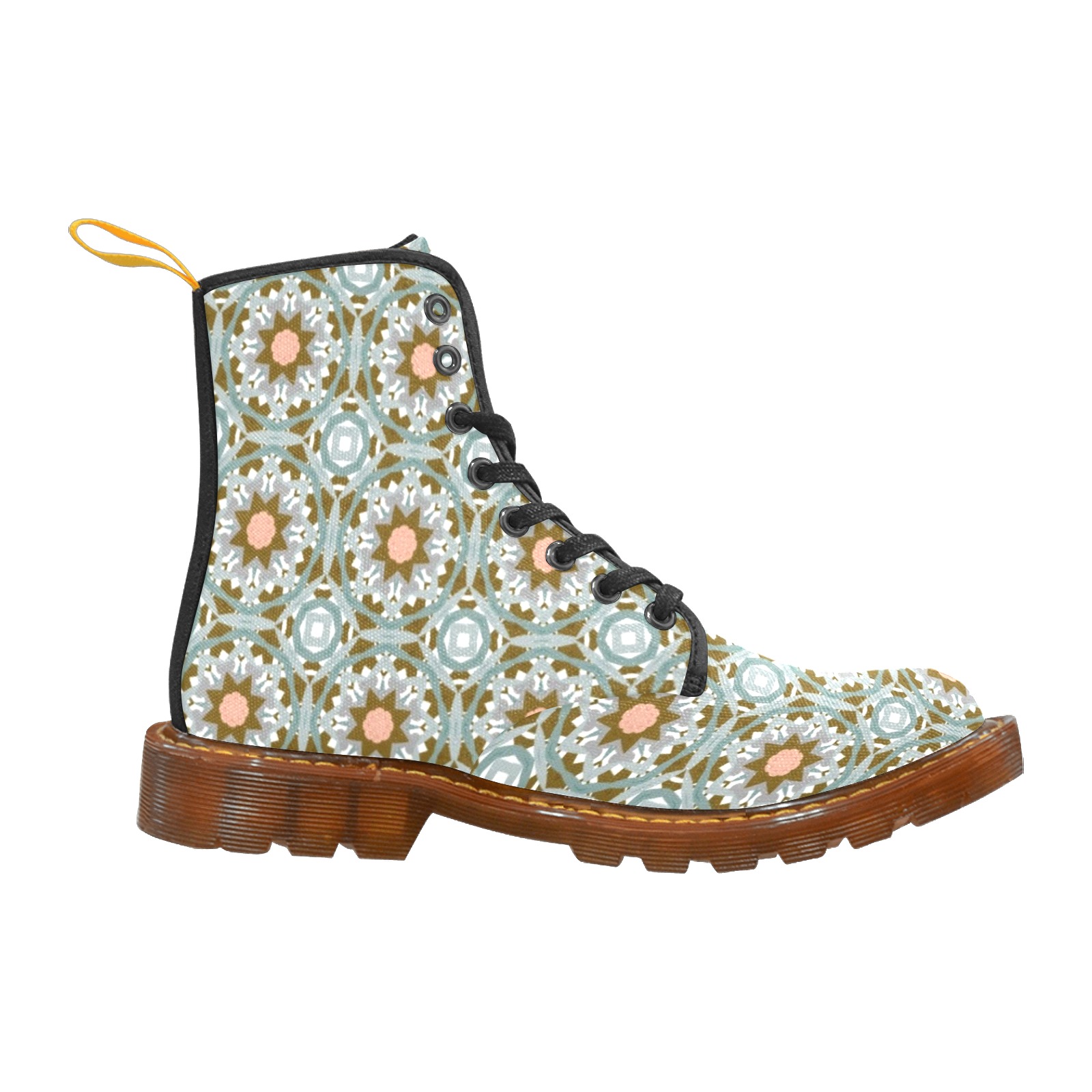 Vintage Abstract Floral Martin Boots For Women Model 1203H