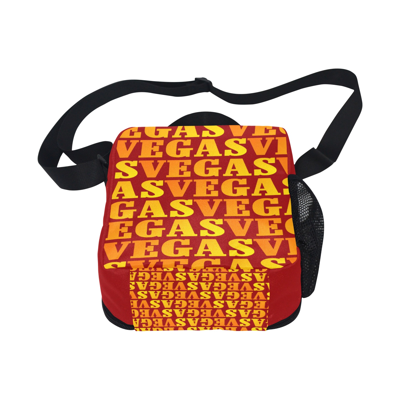 Golden Las VEGAS / Red All Over Print Crossbody Lunch Bag for Kids (Model 1722)